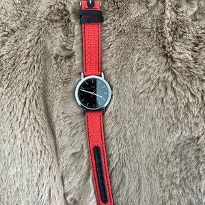 TAKI Red and Black Watch with Silver Accents